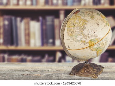 Old Style World Globe - Antique world globe isolated on white background. Studio close up.  with clipping path
