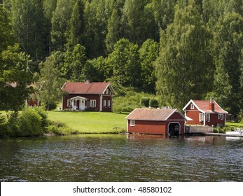 Old Swedish Summer Cottage At A Lake