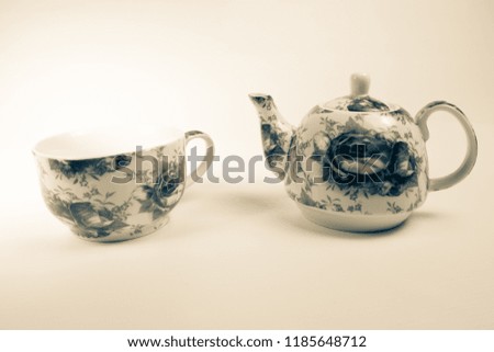 Similar – Tea set on dark background