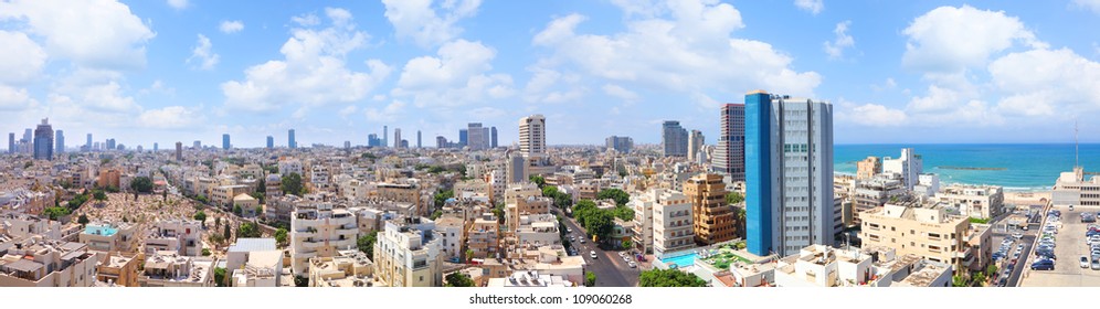 Old Tel-Aviv town summer coast panoramic view (Israel)