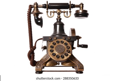 Old Telephone Isolated White Background