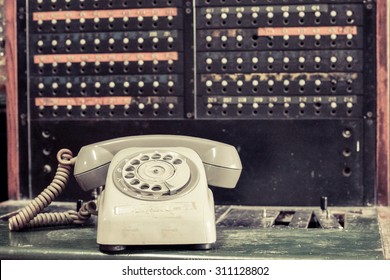 old telephone with switchboard