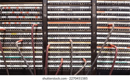 Old telephone switchboard with wires  - Shutterstock ID 2270451585