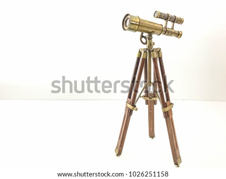 Old telescope on White Background 

Antique telescope on white background. Concept of time.