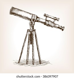 antique telescope drawing