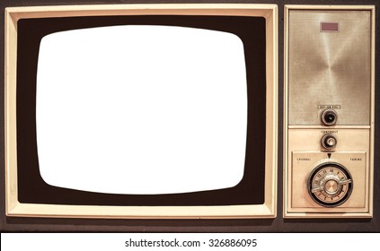 Old Television With White Screen To Add Text Or Image