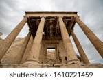 The Old Temple of Athena and the Erechtheion or Erechtheum an ancient Greek temple on the Acropolis of Athens in Greece