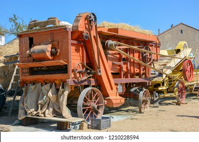 Old threshing machine - traditional threshing