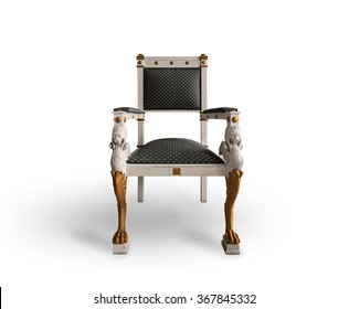 Old Throne Chair On White Background