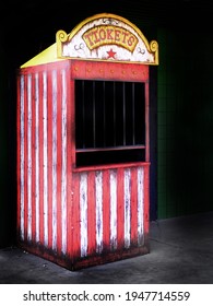 Old Ticket Booth At A Carnival Or Circus Selling Ticket For Rides And Fun