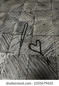 Old tiles and heart