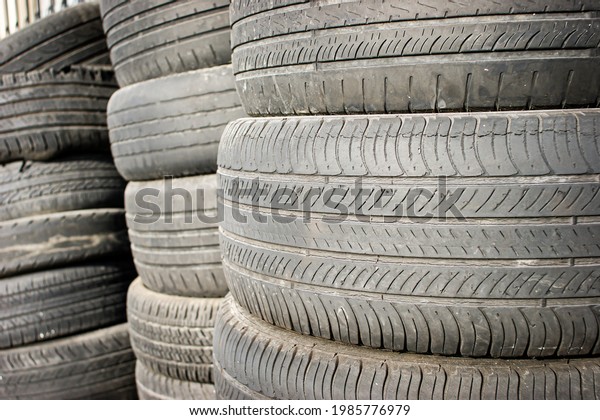 Old tires ready for\
recycling