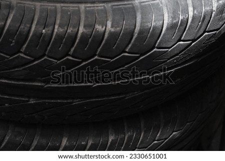 Old tires surface,tire tread problems concept
