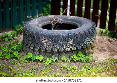 old tires in the village
