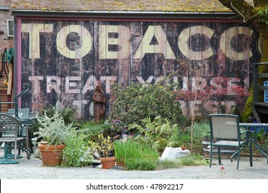 Old Tobacco Billboard On Wall Outside Of Tolley's Resturant, Historic Oakland Oregon