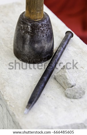 Old tools for hand stone carving