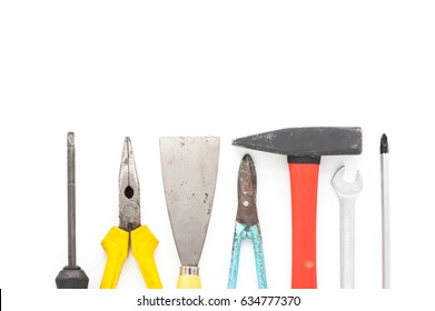 Old Tools On White Background.