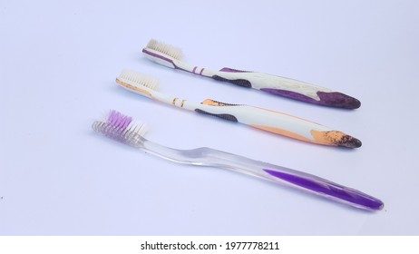 Old Toothbrush Isolated On White Background