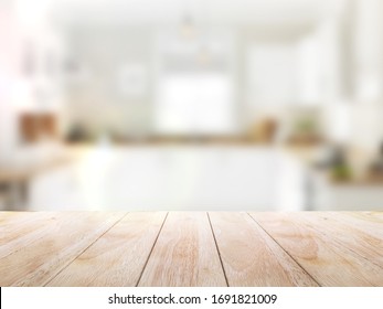 Old Top Wood Table With Blur Background