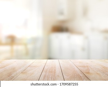 Old Top Wood Table With Blur Background