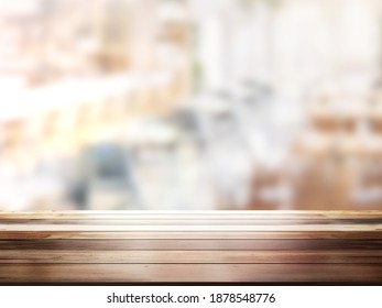 Alter oberer Holztisch mit unscharfem Hintergrund