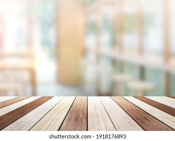 Old Top Wood Table With Blur Background