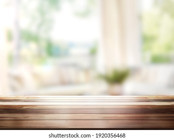 Old Top Wood Table With Blur Background