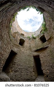 In old tower inside look up