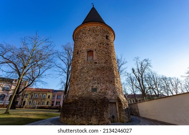 Old tower Okrouhlice in downtown of Klatovy, Czechia