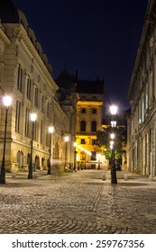 Old Town Center Of Bucharest By Night In The Summer