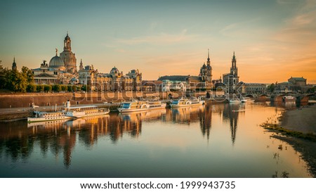 the old town of dresden while sunset