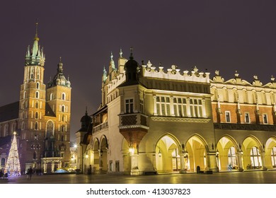 Old Town During Christmas In Cracow, Poland 