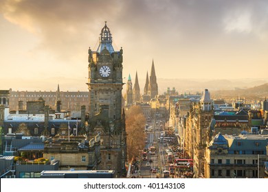 Old town Edinburgh and Edinburgh castle in Scotland UK