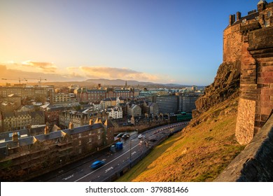 Old Town Edinburgh View From Edinburgh Castle At Sunrise