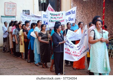 OLD TOWN, GOA, INDIA - NOVEMBER 26: Indian Women Prepare To Demonstrate For Civil Rights And Healthy Environment November 26, 2007 In The Old Town, Goa, India