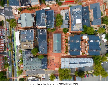 Old Town Hall Aerial View At 32 Derby Square In Historic City Center Of Salem, Massachusetts MA, USA. Now This Building Is The Salem Museum. 