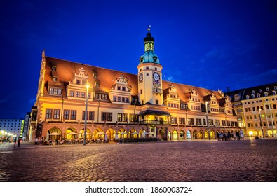 Old town hall of Leipzig during the night - Germany
