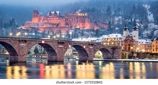 Old town of Heidelberg with castle and old bridge in winter, Baden-Wuerttemberg, Germany - Powered by Shutterstock