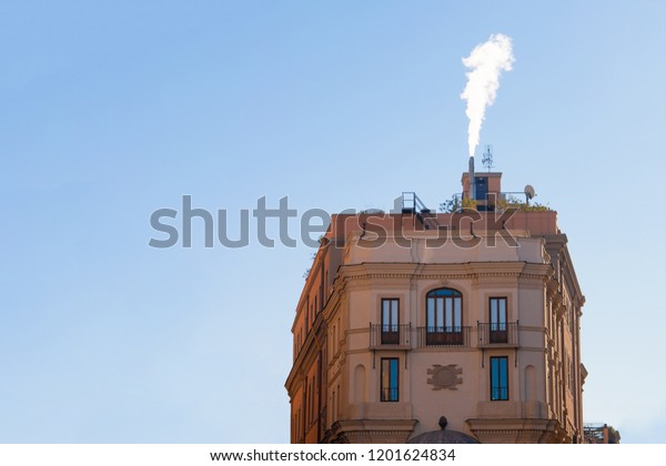 Old Town House Winter Fireplace Smoke Stock Photo Edit Now