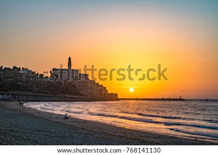 Old town of Jaffa on sunset, Tel Aviv, Israel.