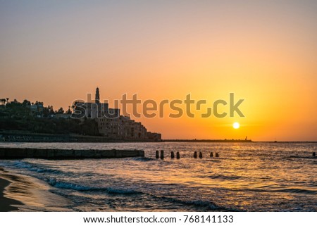 Old town of Jaffa on sunset, Tel Aviv, Israel.
