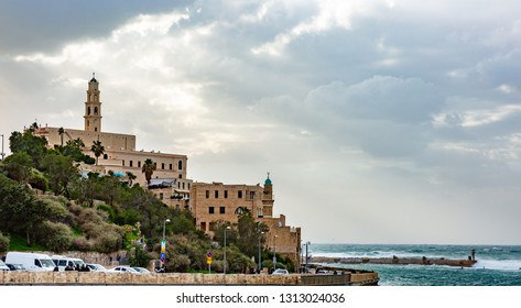 Old town of Jaffa in  Tel Aviv  at sunset , Israel 