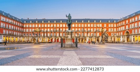 Old town Madrid, Spain's Plaza Mayor in the morning light