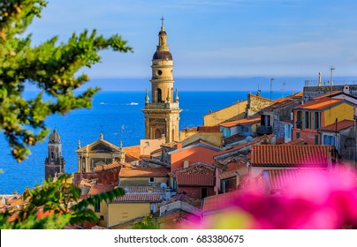 Old Town Of Menton On The French Riviera Or Cote D'Azur