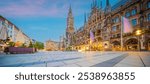 Old town Munich city skyline at Marienplatz, cityscape of  Germany at sunset