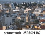 Old Town of Nicosia, Cyprus, showing church steeple rising above city skyline