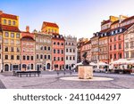 Old Town Square in Warsaw during a Sunny Day, Poland 