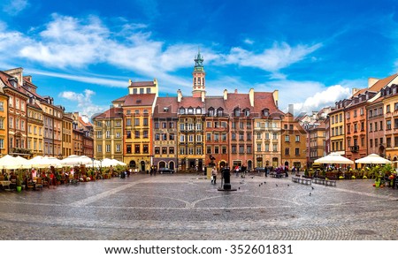 Old town square in Warsaw in a summer day, Poland