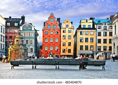 Old town of Stockholm - popular touristic attraction. Sweden