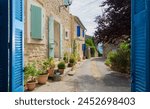 old town street of Aix en Provence at summer day, France, retro toned